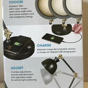 OttLite Wellness Series Wireless Charging LED Adjustable Executive Desk Lamp